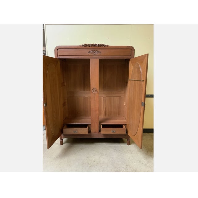 Brown Antique Art Deco Wardrobe, 1925 For Sale - Image 8 of 13