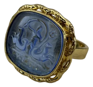 Tagliamonte Venetian Glass Intaglio Ring – 925 Sterling With 18k Gold Plating, Size 6