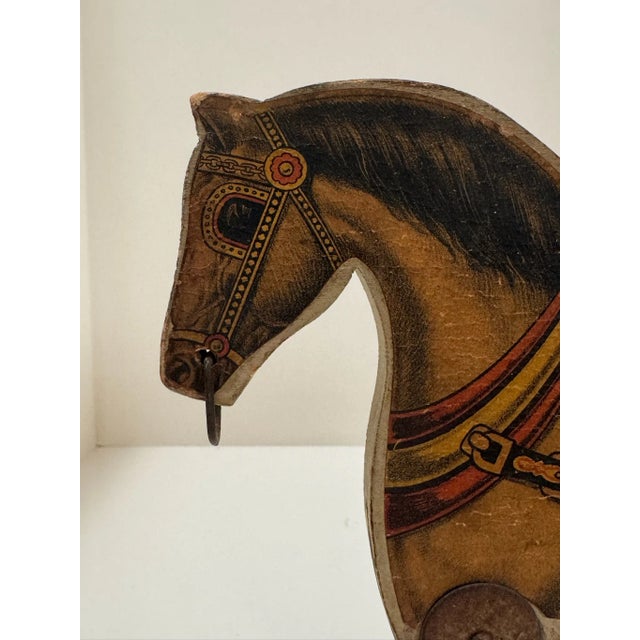 Folk Art Antique Folk Art 1911 Gibbs Toy Co "Pacing Joe" Pull Toy Horse For Sale - Image 3 of 9