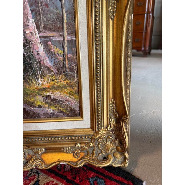 Vintage 1960s Framed, Signed Oil on Canvas Landscape Painting For Sale - Image 6 of 11
