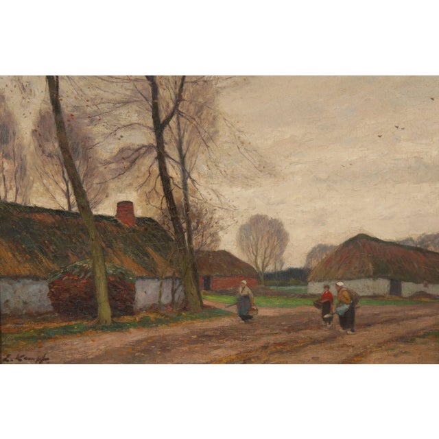 Antique German Village Original Oil Painting by Eugen Kampf For Sale In Philadelphia - Image 6 of 13