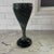 Beautiful midcentury vintage murano style goblet wine glass or vase. Features a black and taupe swirl pattern with a knob...