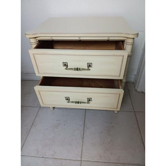 Hollywood Regency Authentic nightstand 2 drawer Style: Mid Century Modern Color: Beige Dimensions: 24" W x 25" H x 16" D