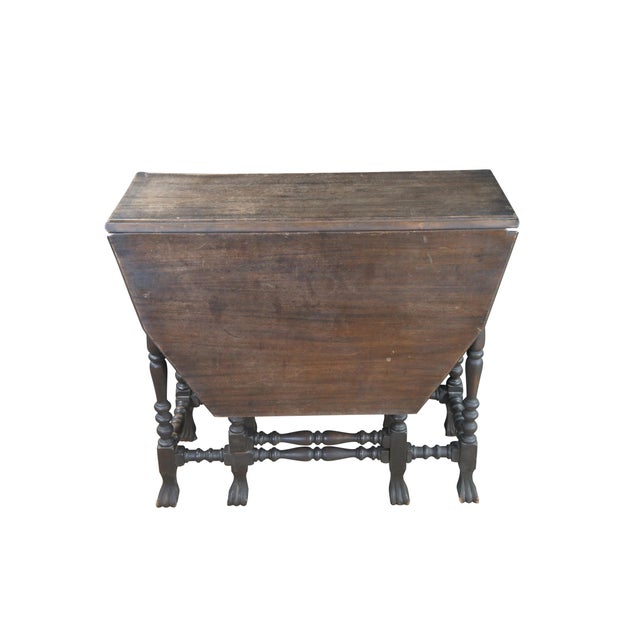 Spanish Antique William & Mary Style Walnut Dropleaf Gateleg Parlor Table For Sale - Image 3 of 14