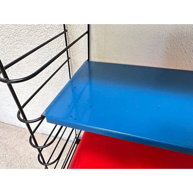 Mid-Century Modern Wall Shelf with Three Colored Metal Shelves, Netherlands, 1960s For Sale - Image 4 of 15