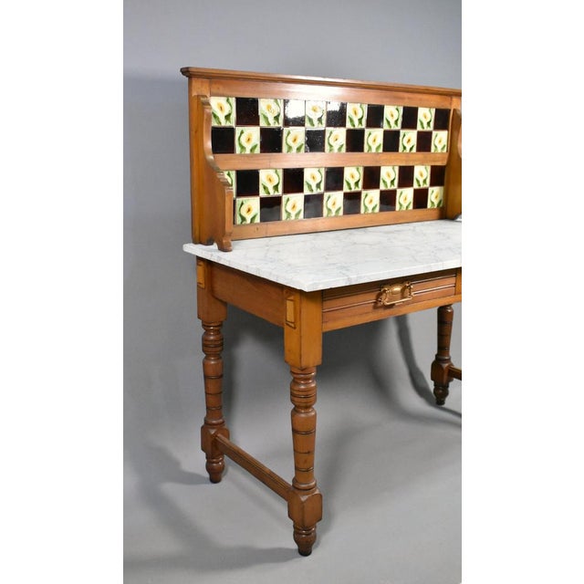 Edwardian Washstand in Marble and Birch, 1890s For Sale - Image 10 of 18