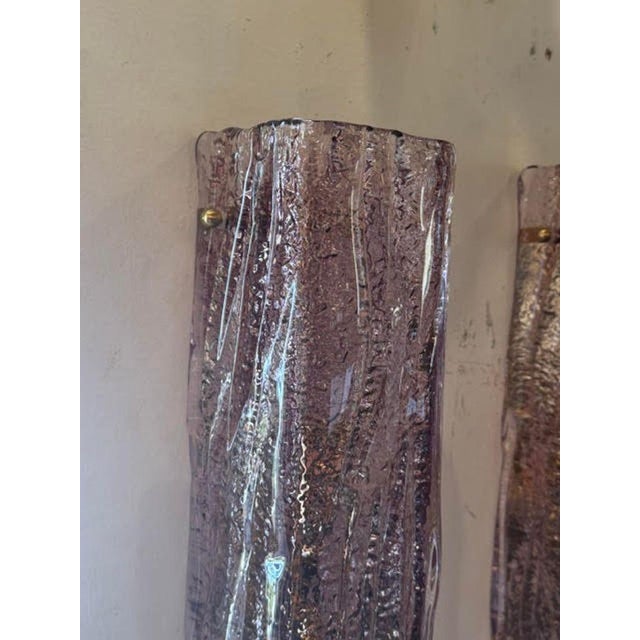 Modern Murano Lavender Granola Glass Sconces - a Pair For Sale - Image 3 of 8
