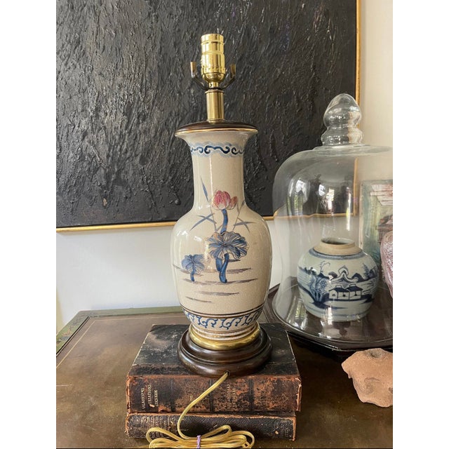 Wood Vintage Asian Pink and Blue Crackle Glaze For Sale - Image 7 of 10