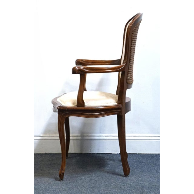 Wood High End Vintage Country French Provincial Solid Cherry Dining Arm Chair For Sale - Image 7 of 9