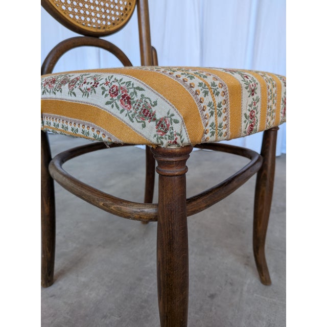 Brown Vintage Bentwood Chair in Fabric and Cane Backrest, Yugoslavia, 1970s For Sale - Image 8 of 18