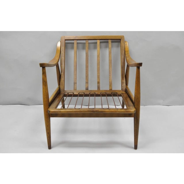 Vintage Mid Century Modern Danish Style Sculptural Walnut Lounge Arm Chair For Sale - Image 11 of 17