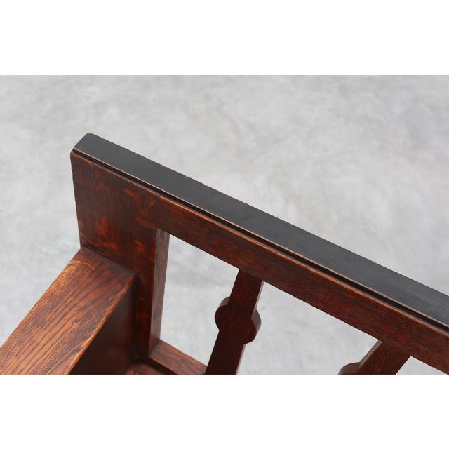Modernist Art Deco Bench with Lift-Top Storage Seat in Oak, Belgium, 1920s For Sale - Image 14 of 18