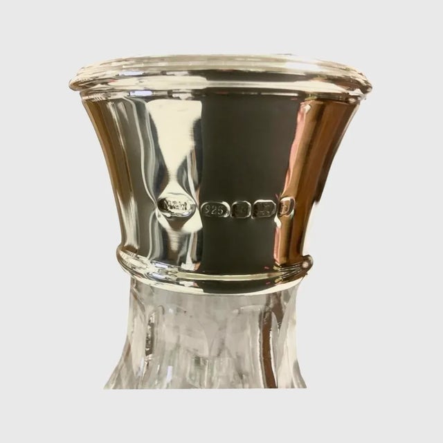 Early 20th Century Early 20th Century Petite Cut Crystal Bell-Bottom Decanter With Sterling Silver Collar For Sale - Image 5 of 6