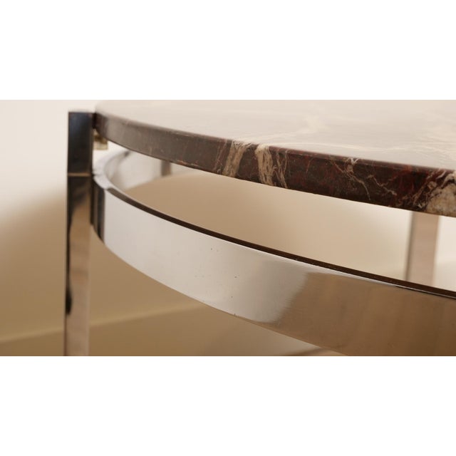 Brown Vintage Round Coffee Table in Marble and Chrome For Sale - Image 8 of 13