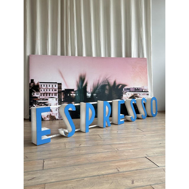 Large Espresso Advertisement Sign in Acrylic Glass and Metal, 1950s For Sale - Image 4 of 18