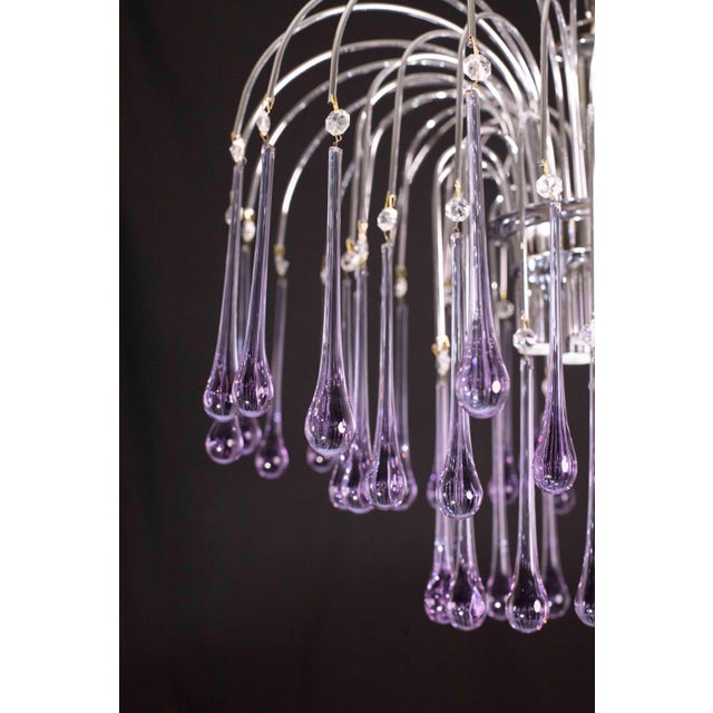 The Purple Crown, Large Size Murano Chandelier Purple and Crystal Drops, 1970s For Sale - Image 18 of 18