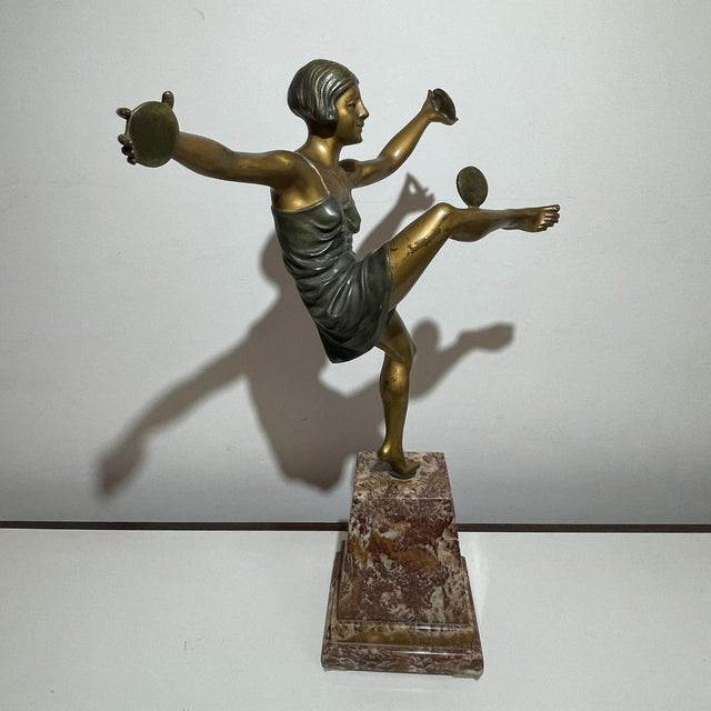 Leonildo Giannoni, Art Deco Nude Dancer with Discs, 1930s, Polychrome Bronze For Sale - Image 8 of 12
