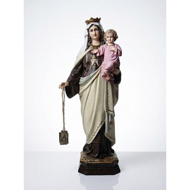 Stucco Statuette of Our Lady of Mount Carmel from Olot, 1920-1930 For Sale - Image 16 of 16