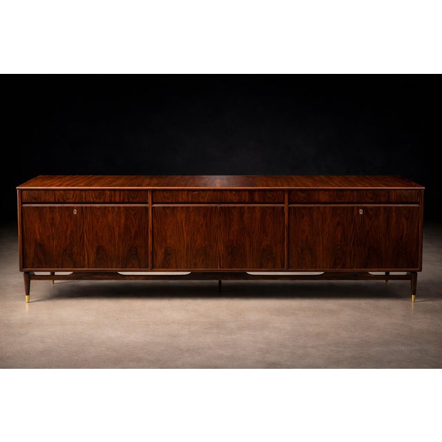Giuseppe Scapinelli Rosewood Credenza With Brass Sabots, Brazil, 1950s For Sale - Image 9 of 15