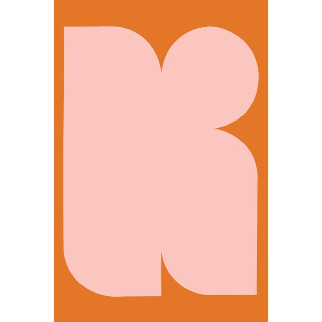 Modern Abstract Pink Geometric Shape on Terracotta Background - Art Print 16" X 20" For Sale