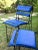 Royal Blue Vintage Counter Stools : Chic Mid-Century Ilana Goor Style Counter Height (For 36” High Island/ Counter) Iron Stools - A Pair -in Blue Faux Leather For Sale - Image 8 of 12
