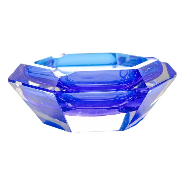 Murano Sommerso Blue Ashtray, 1970s For Sale