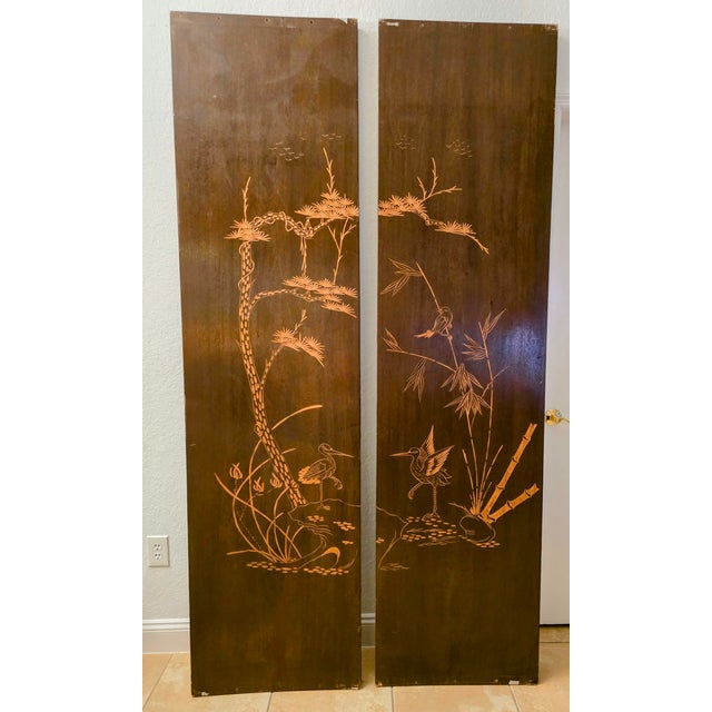 19th/20th Century Hand Carved Pair of Chinese Architectural Panels For Sale - Image 4 of 13