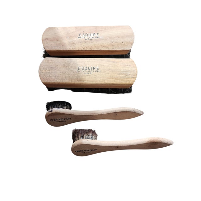 Brown 1940s Esquire Shoe Valet De Luxe Shoeshine Box With Brushes For Sale - Image 8 of 8