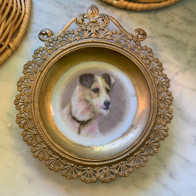 Gold Vintage Miniature Dog Portrait Gilt Filigree Frame For Sale - Image 8 of 8
