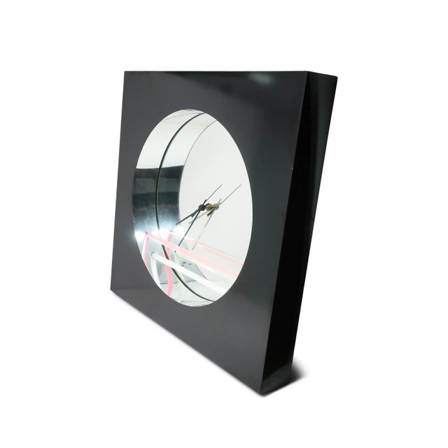Postmodern 1980s Postmodern Mirror Wall Clock by Jon Gilmore for Accessory Art Studios For Sale - Image 3 of 11