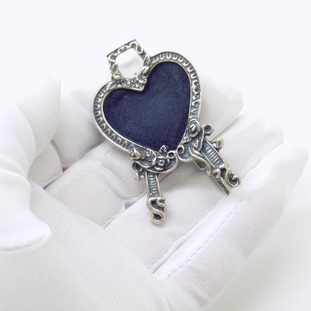 Charming vintage Italian handmade genuine silver heart shaped dollhouse frame, finely crafted and full of delicate detail....