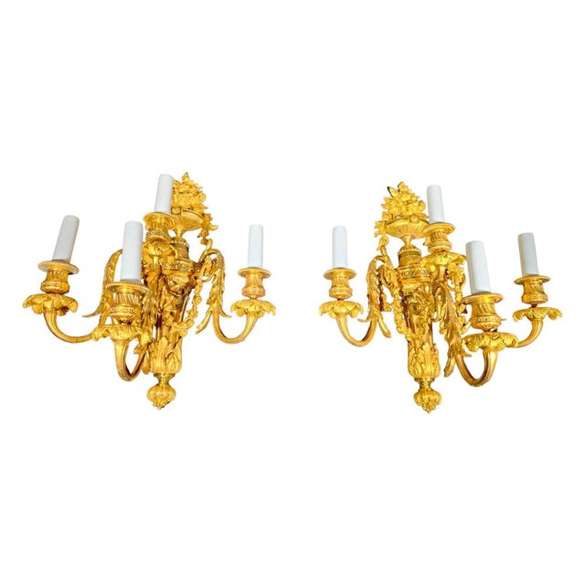 Traditional Italian Empire Sconces in Gilded Bronze, 1750s, Set of 2 For Sale - Image 3 of 14