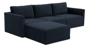 Willow Navy Modular 4-Piece Performance Velvet Sectional
