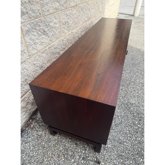 Vintage Chinese Chinoiserie Elmwood Low Sideboard With Brass Hardware For Sale - Image 12 of 12