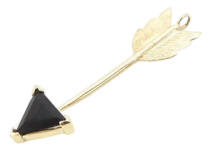 Vintage 14k Gold Dark Green Tourmaline Arrow Pendant