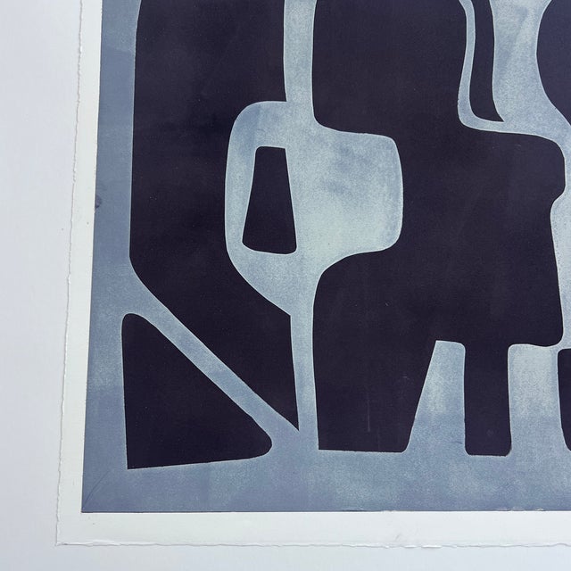 Original Unframed Contemporary French Modern Style Abstract Monotype in Aubergine 1/1 For Sale - Image 4 of 6