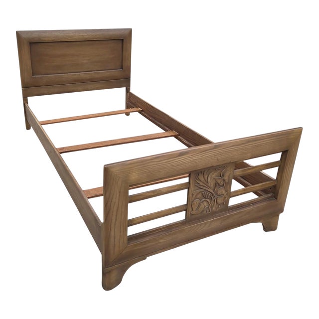 Vintage Old Hickory Dusty Acorn Twin Size Bed Headboard Single Artisanal Oak For Sale