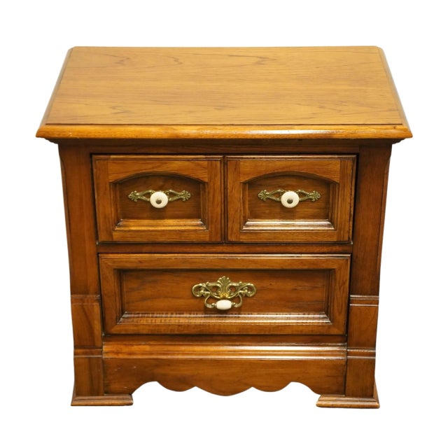 French Country Thomasville Memoirs Collection Rustic Country Style 26" Two Drawer Nightstand 23511-810 For Sale - Image 3 of 13
