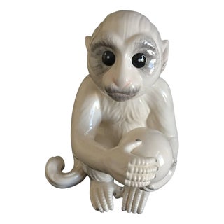 Porcelain Ceramic Mottahedeh White Capuchin Monkey — As Seen at Elvis Presley's Graceland! For Sale