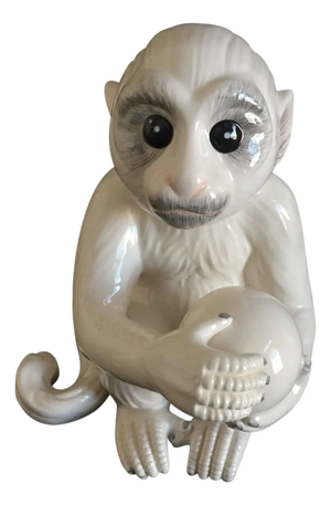 Porcelain Ceramic Mottahedeh White Capuchin Monkey — As Seen at Elvis Presley's Graceland!