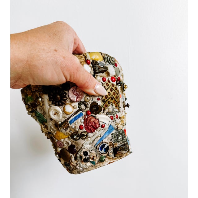 White Vintage Memory Ware Clay Sculptural Planter Pot For Sale - Image 8 of 12