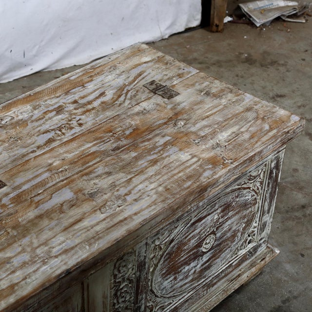 Indian “Bed Bench”/Blanket Chest Made From Reclaimed Indian Architectural Elements For Sale - Image 3 of 8