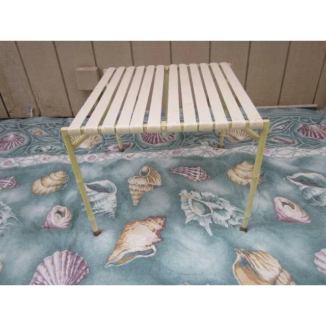 Yellow Vintage Faux Bamboo Cast Aluminum Outdoor Glasstop Dining Table & 4 Chairs For Sale - Image 8 of 12