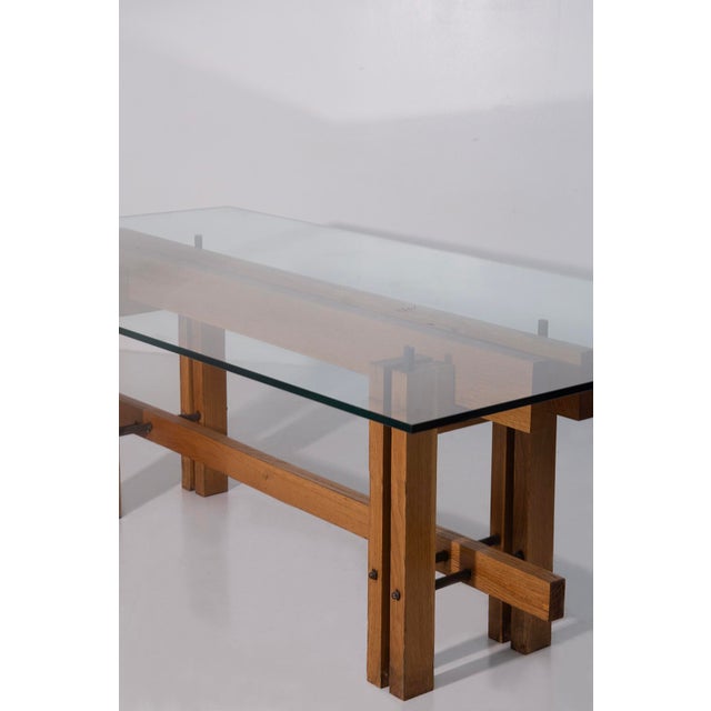 Mid-Century Modern Table attributed to Carlo Scarpa with Glass Top attributed to Carlo Scarpa, 1960s For Sale - Image 3 of 8