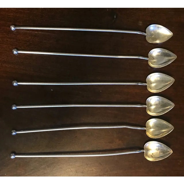 Sterling Silver Leaf Form Spoons - Set of 6 For Sale - Image 4 of 11