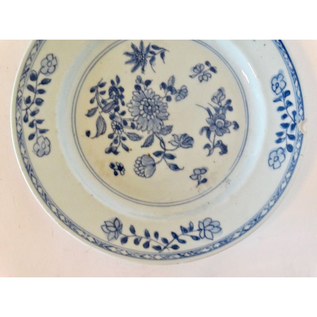 Delft Antique English Delft Chinoiserie Plate Hand Painted For Sale - Image 4 of 8