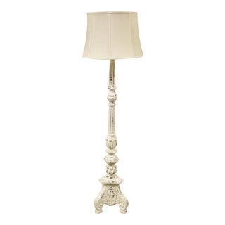 Shabby Painted White Floor Lamp For Sale