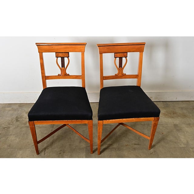Biedermeier German Pair of 19th Century Biedermeier Chairs For Sale - Image 3 of 9