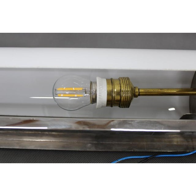 Czechoslovak Art Deco Chrome and Milk Glass Wall Light, 1930s For Sale - Image 6 of 10