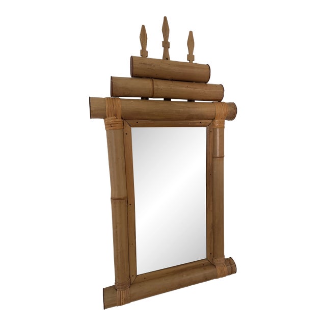 Vintage Bamboo Pagoda Mirror For Sale